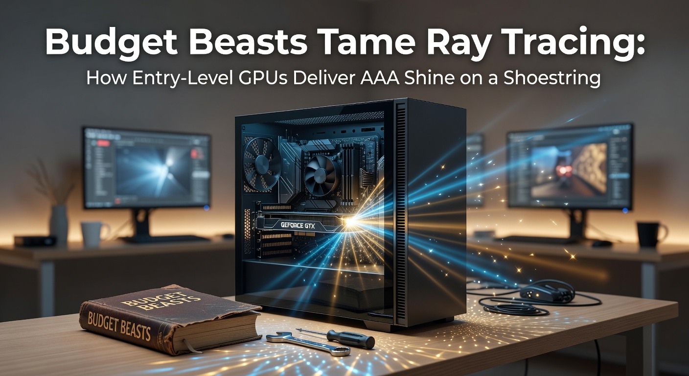 Entry-level GPU rendering a ray-traced scene from Cyberpunk 2077 at smooth frame rates on a budget setup