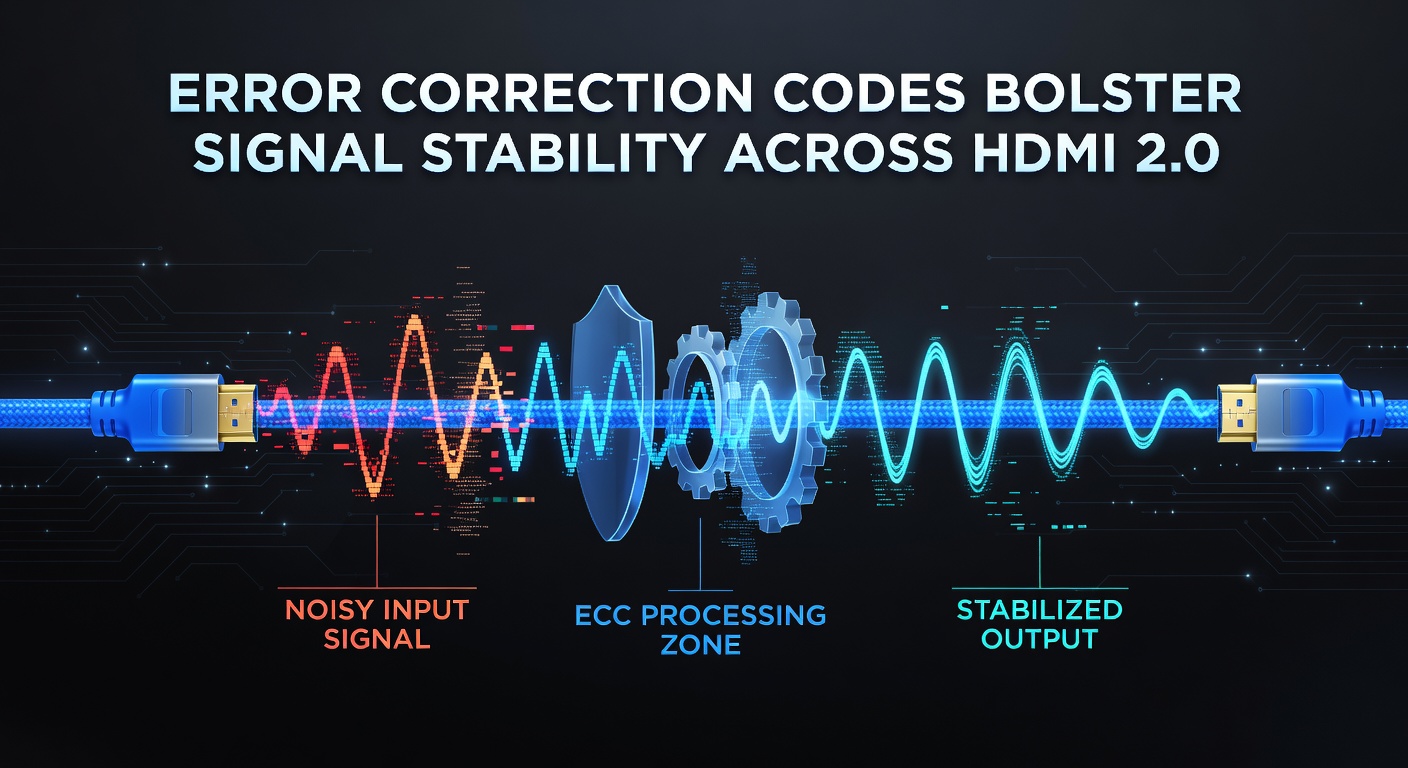 Close-up view of HDMI 2.1 port on a graphics card with signal integrity test equipment connected in a laboratory setting