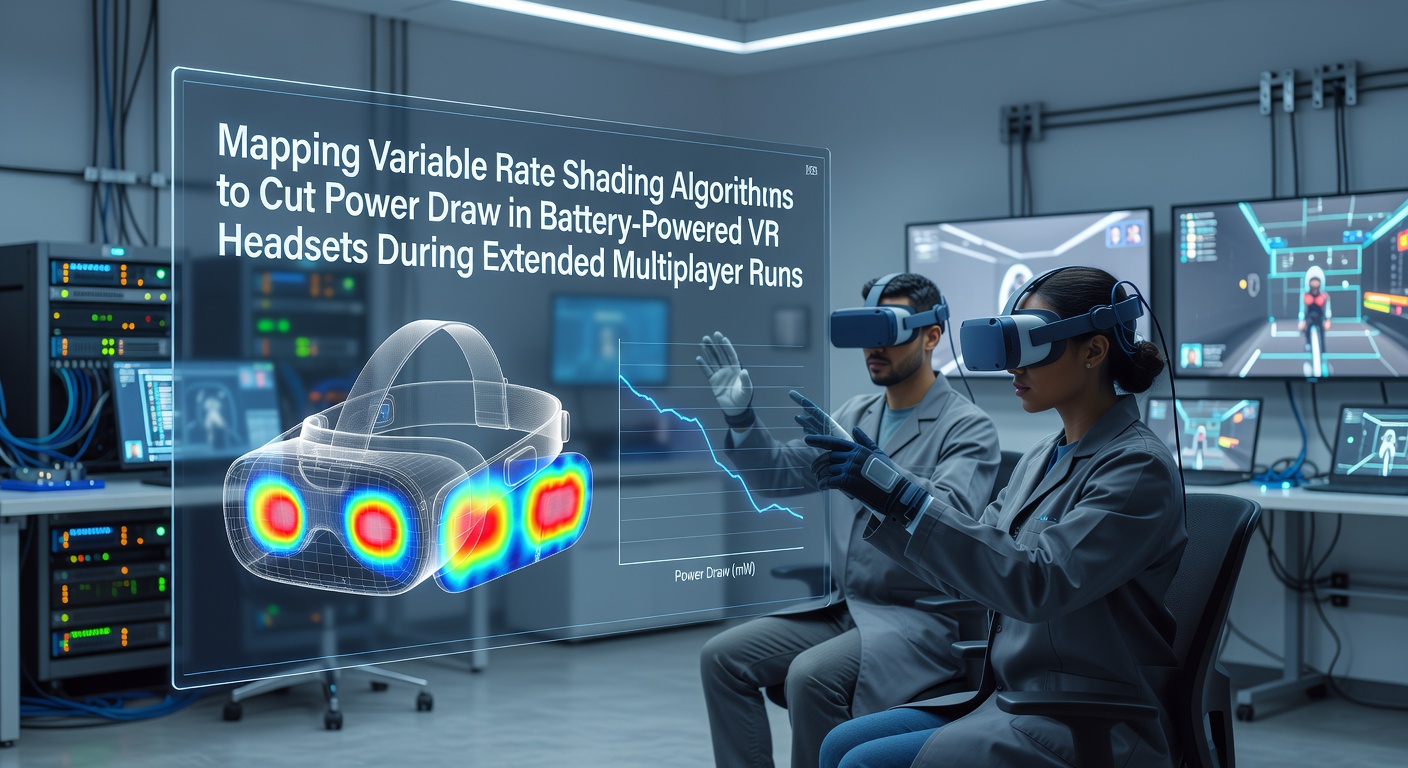 Diagram showing variable rate shading applied across VR headset displays during multiplayer sessions