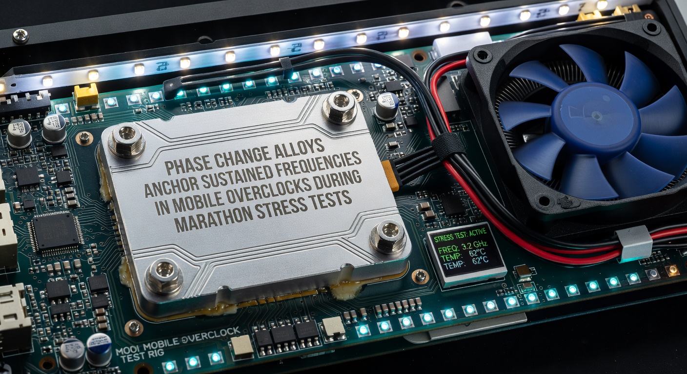 Detailed view of phase change alloy layer applied beneath mobile SoC during stress validation
