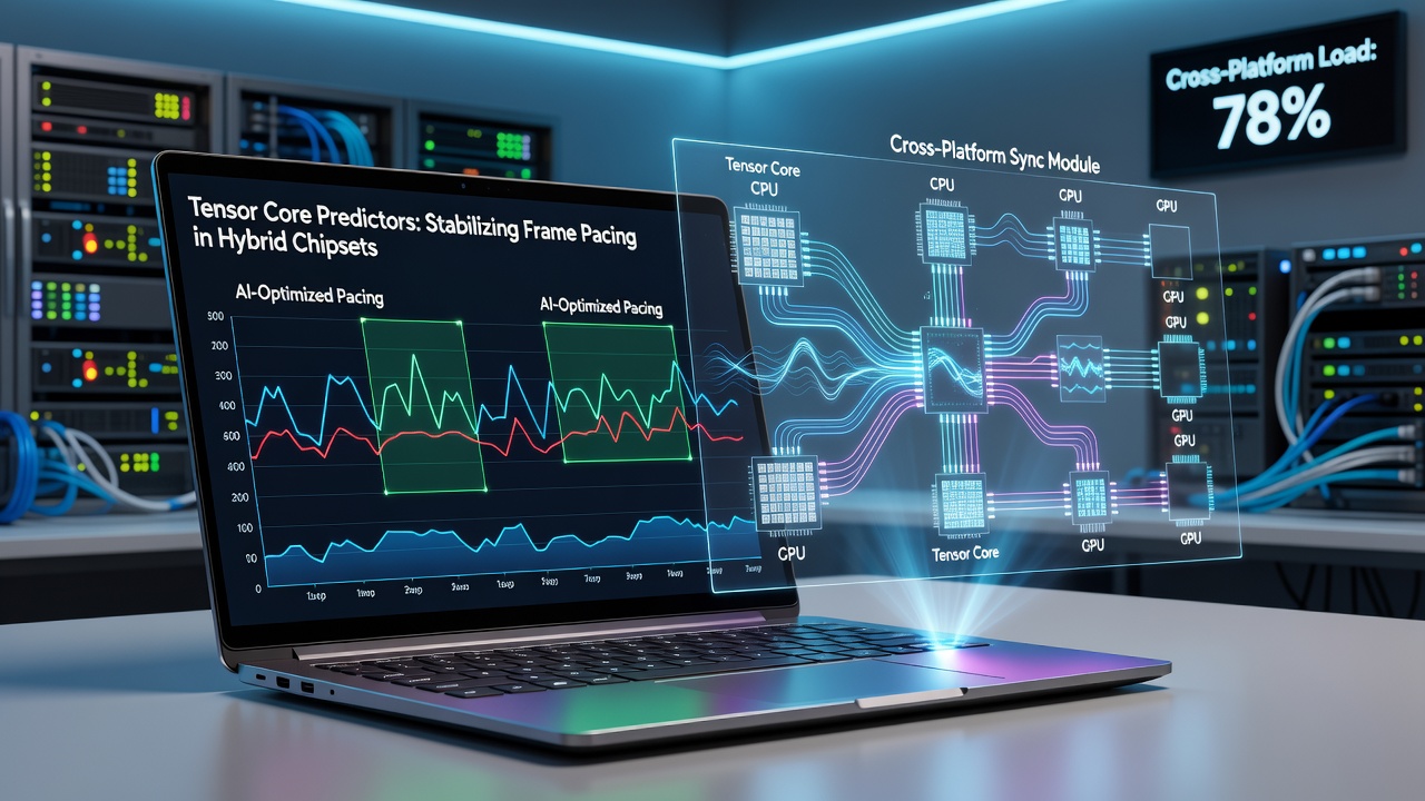 Esports qualifier setup showing frame pacing metrics on hybrid laptops