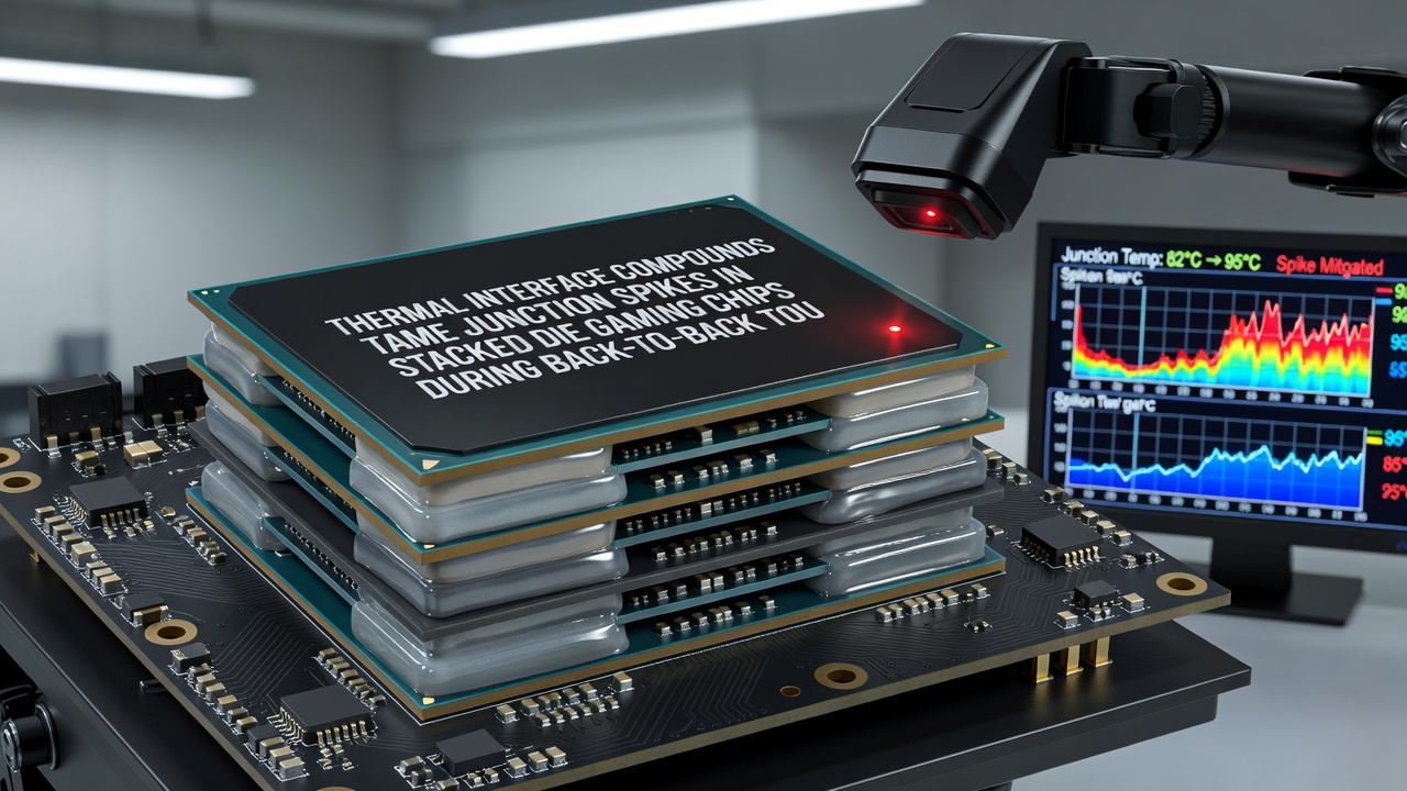 Technician applying thermal interface compound to stacked die processor in esports rig